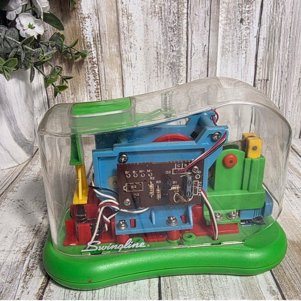 Vintage Swingline 2115XX Clear Case Electric Stapler Retro Colorful Y2K Green
